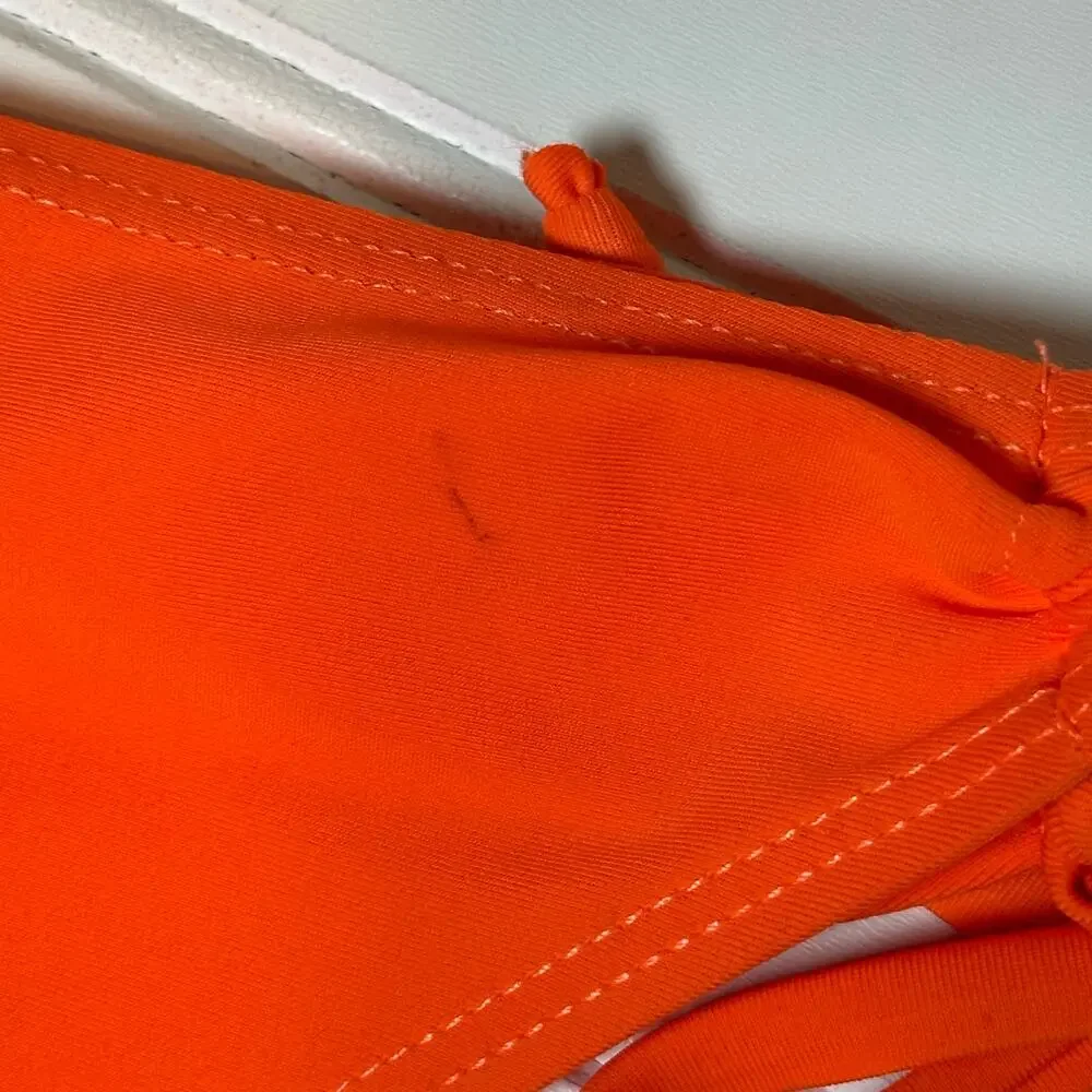 Womens 2 Piece Swimsuit Orange Halter Bikini XS Tie Side Bottoms Swimwear